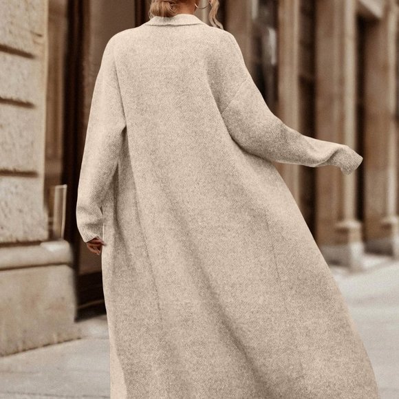 Apricot Casual Womens Shawl Collar Drop Shoulder Duster Cardigan - Picture 2 of 5